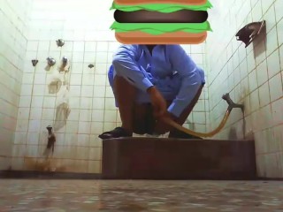 Hunk Pissing In Unseat Toilet