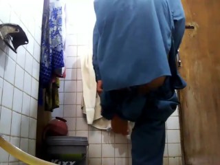Straight Gay Changing Dress Near Disgorge Toilet